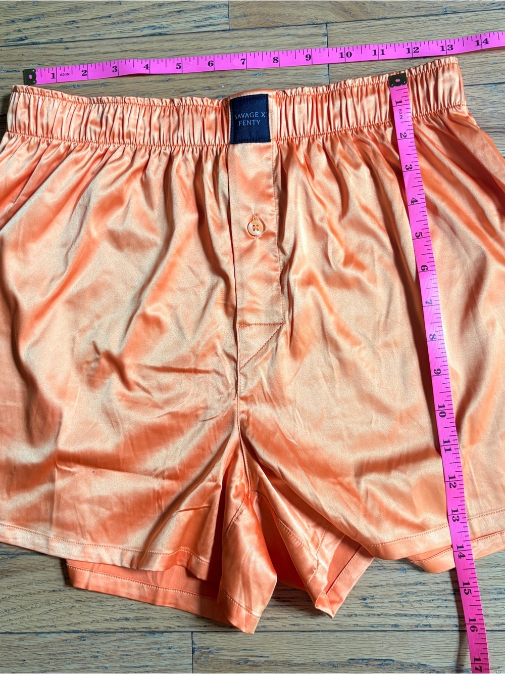 Savage X Fenty unisex (men’s shorts ) orange Satin Boxer Shorts